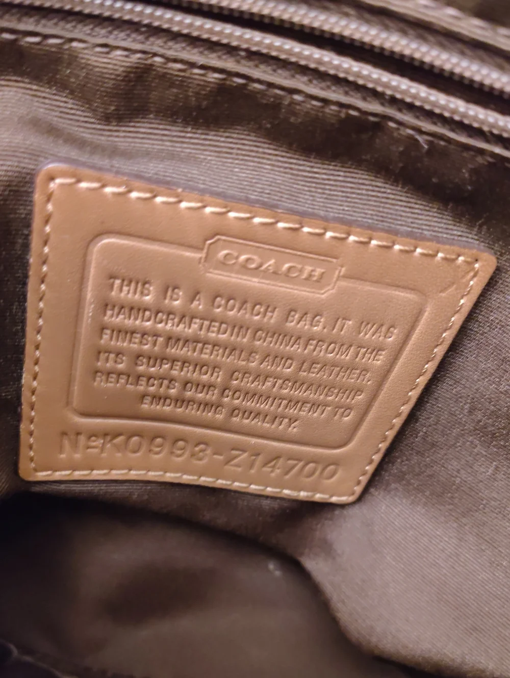 Coach Tan Leather Crossbody with Front Zip Detail
